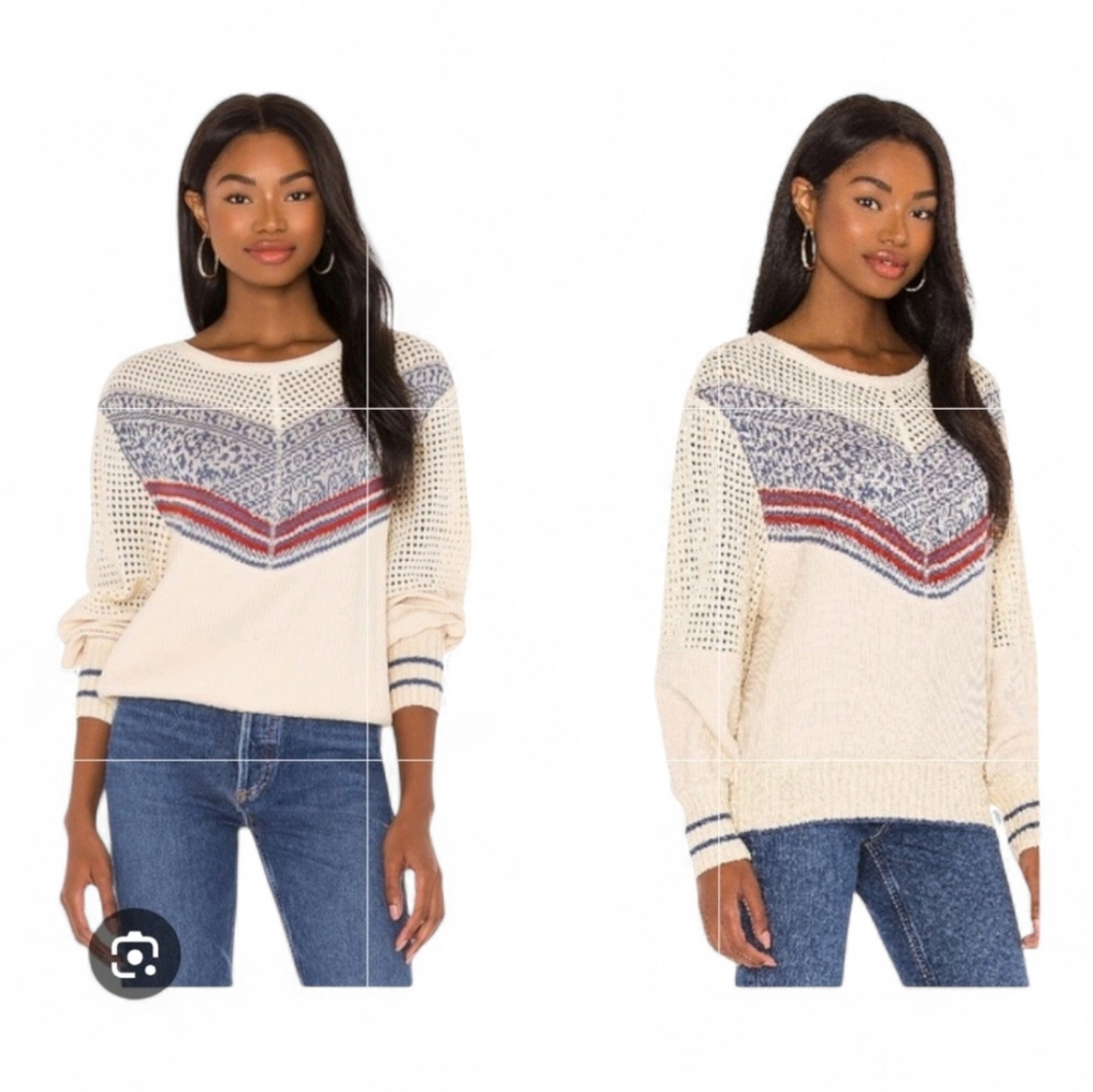 NWT Free People Geo Party Pullover – Size Medium | Ivory Multi